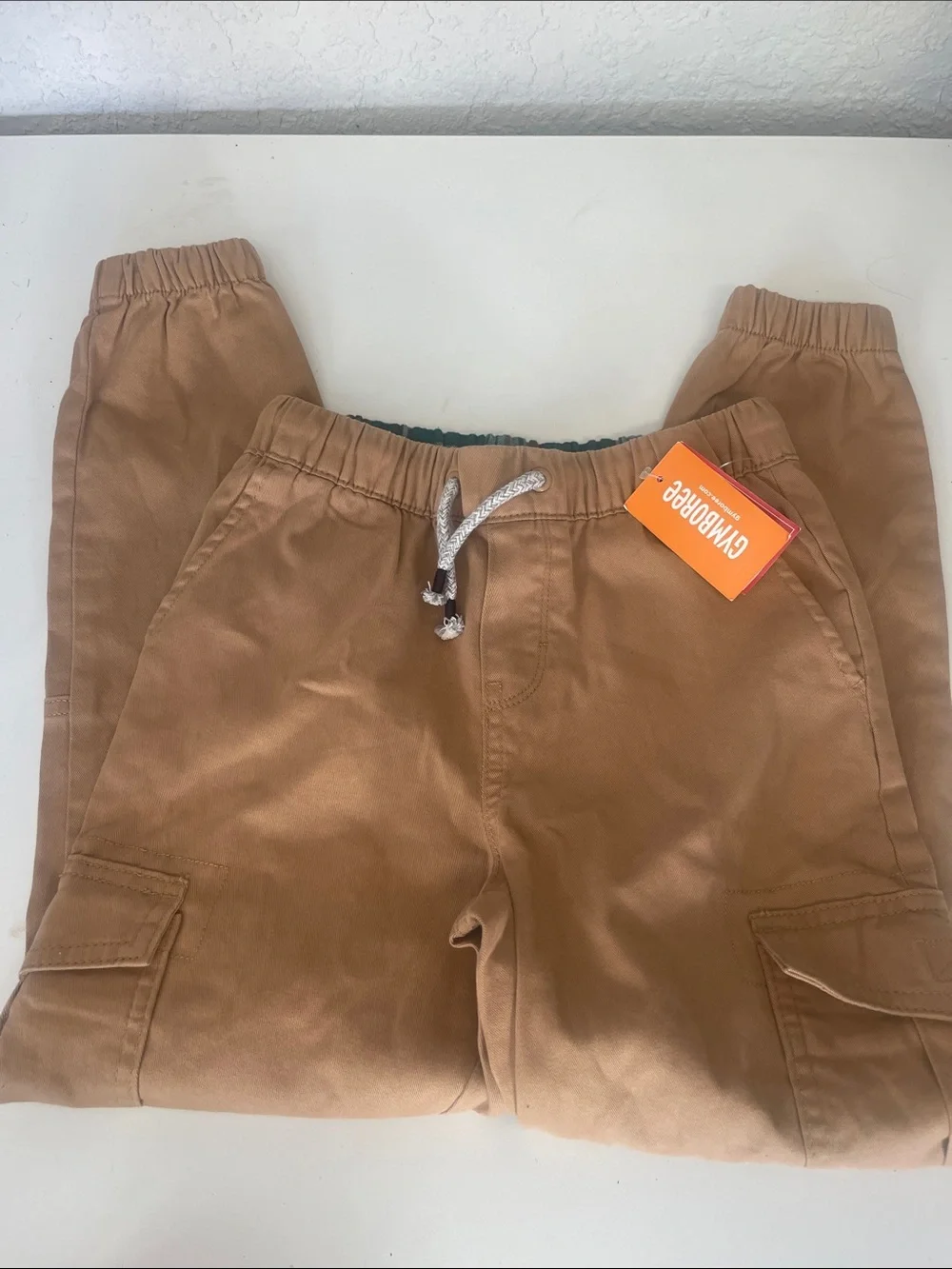 Gymboree boys cargo pants jogger pull on khaki NWT